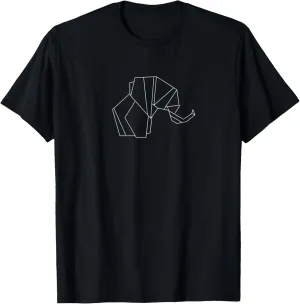 Abstract Geometric Cute Elephant Minimalist Line art T-Shirt