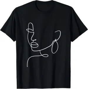 Aesthetic Line Art Woman Abstract Fashion Minimalist Drawing T-Shirt