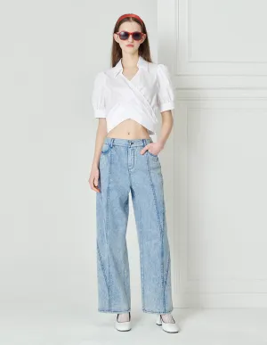 BORA AKSU Irregular Pleated Puff Sleeve Shirt BORA AKSU Irregular Pleated Puff Sleeve Shirt