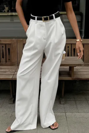 Casual British Style Solid Pocket Loose Straight Solid Color Bottoms Casual British Style Solid Pocket Loose Straight Solid Color Bottoms