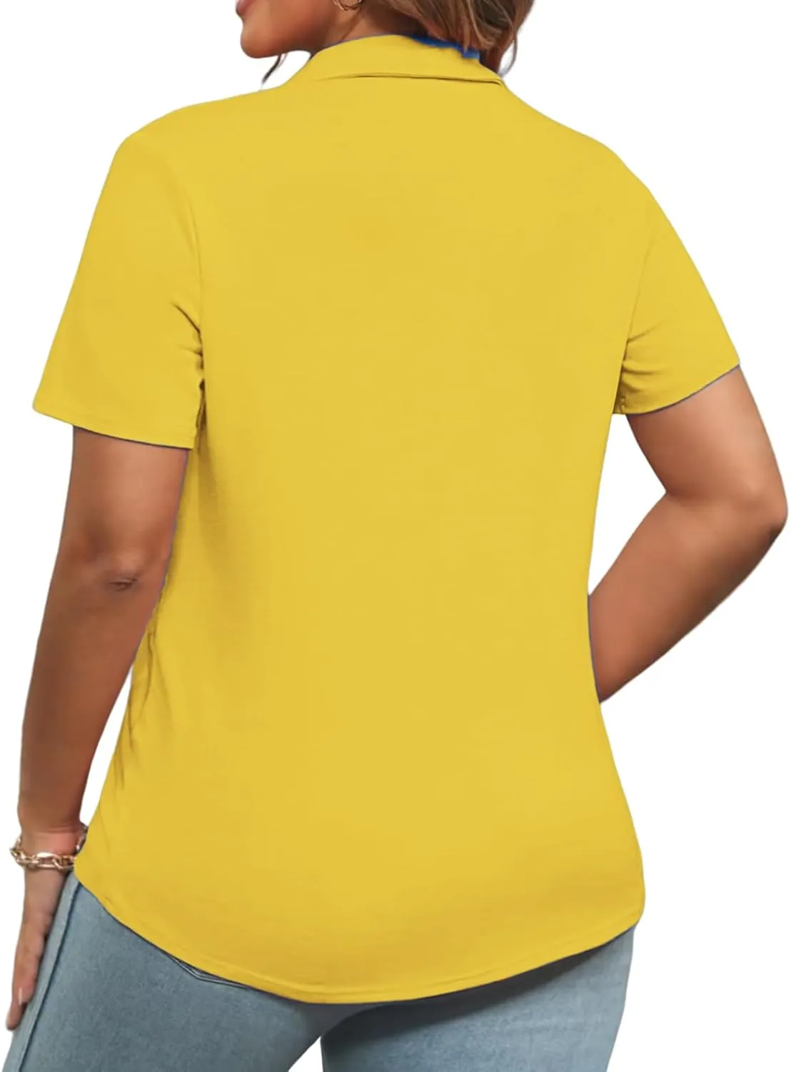 DOLNINE Womens Plus Size Polo Shirts Buttons Casual Work Short Sleeve Collared Shirt