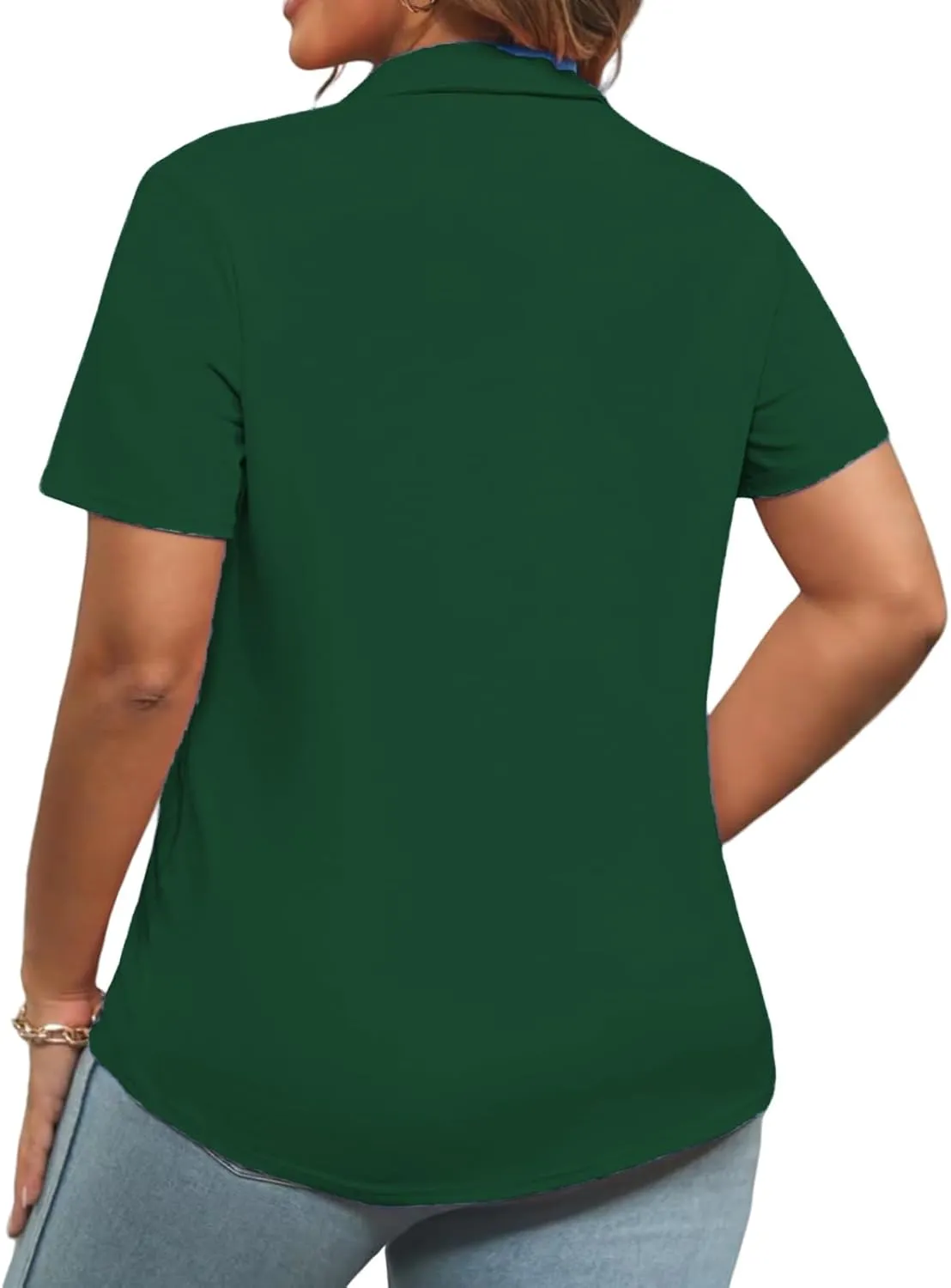 DOLNINE Womens Plus Size Polo Shirts Buttons Casual Work Short Sleeve Collared Shirt