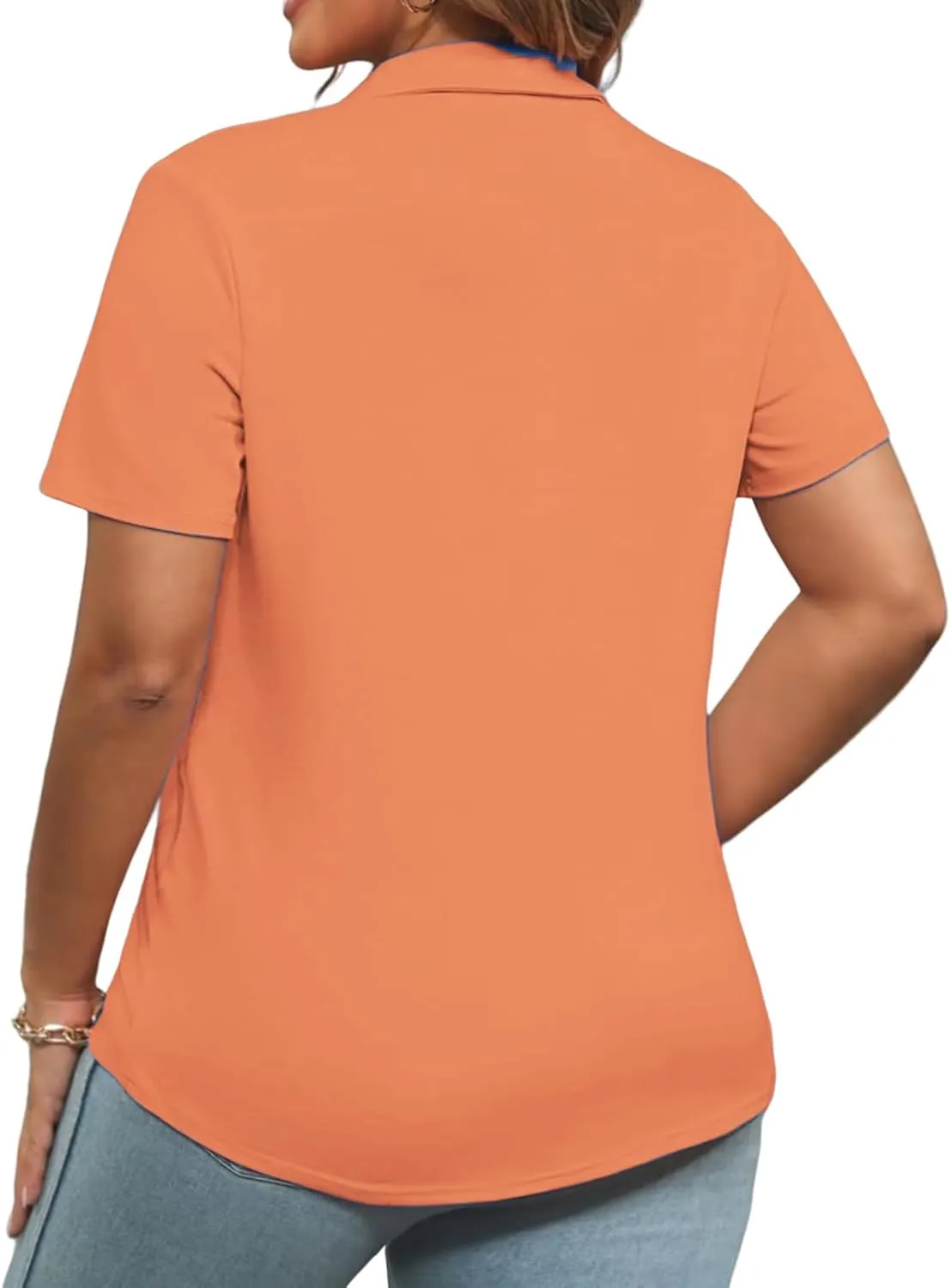 DOLNINE Womens Plus Size Polo Shirts Buttons Casual Work Short Sleeve Collared Shirt