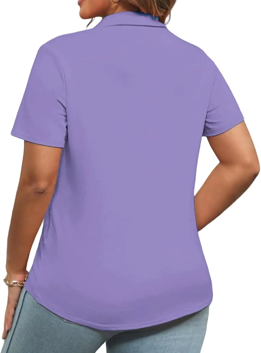 DOLNINE Womens Plus Size Polo Shirts Buttons Casual Work Short Sleeve Collared Shirt