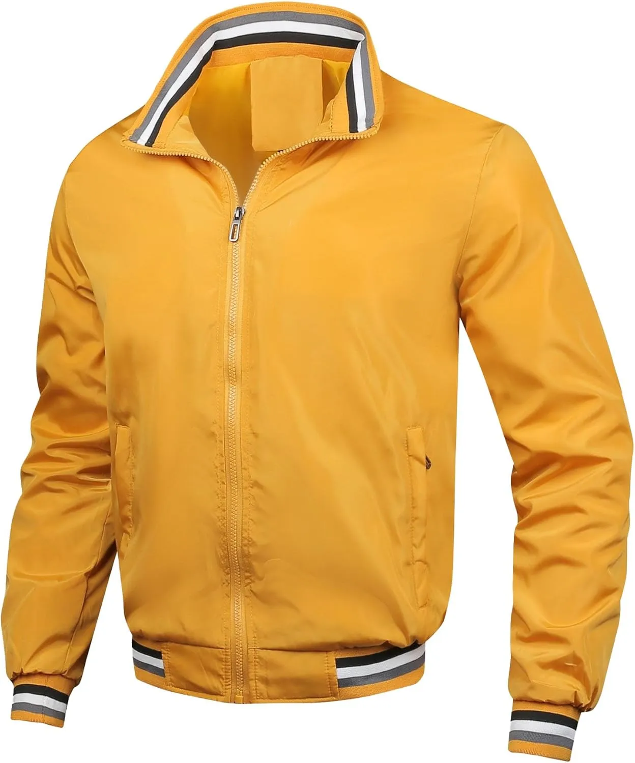 JEKE-DG Men's Relaxed Fit Lightweight Workout Jacket Casual Full Zip Outdoor Jackets Fashion Long Sleeve Solid Jacket Coat