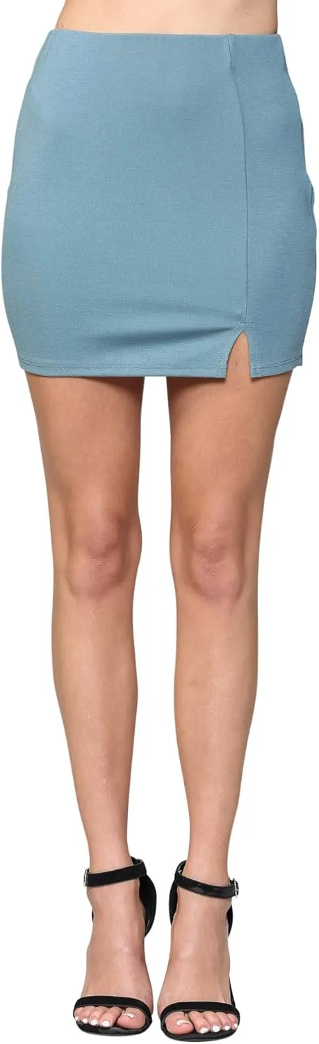 LaClef Women's Mini Fitting Split Skirt