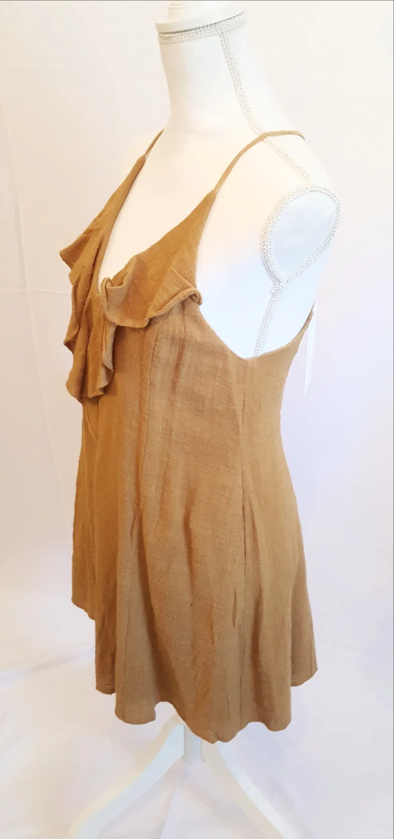 Lush V-Neck Carmel Short Romper-New