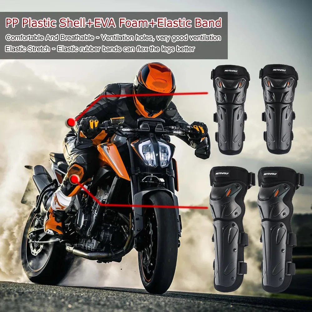 MOTOWOLF MDL1010 Reflective Protection Motorcycle Bike Knee And Elbow Pads Long