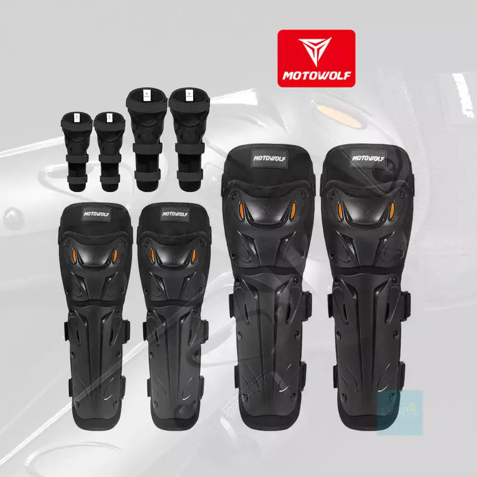 MOTOWOLF MDL1010 Reflective Protection Motorcycle Bike Knee And Elbow Pads Long