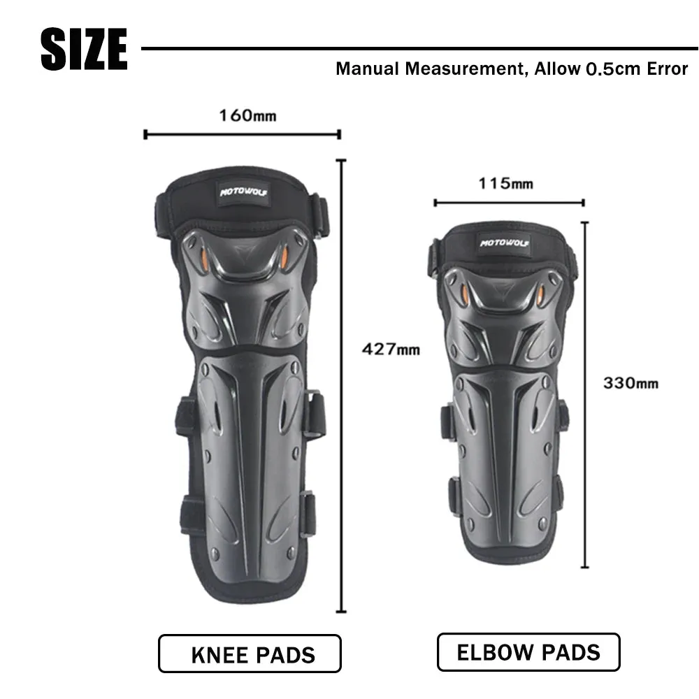 MOTOWOLF MDL1010 Reflective Protection Motorcycle Bike Knee And Elbow Pads Long