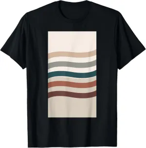 Neutral Wave Abstract Earthy Stripes Minimalist T-Shirt