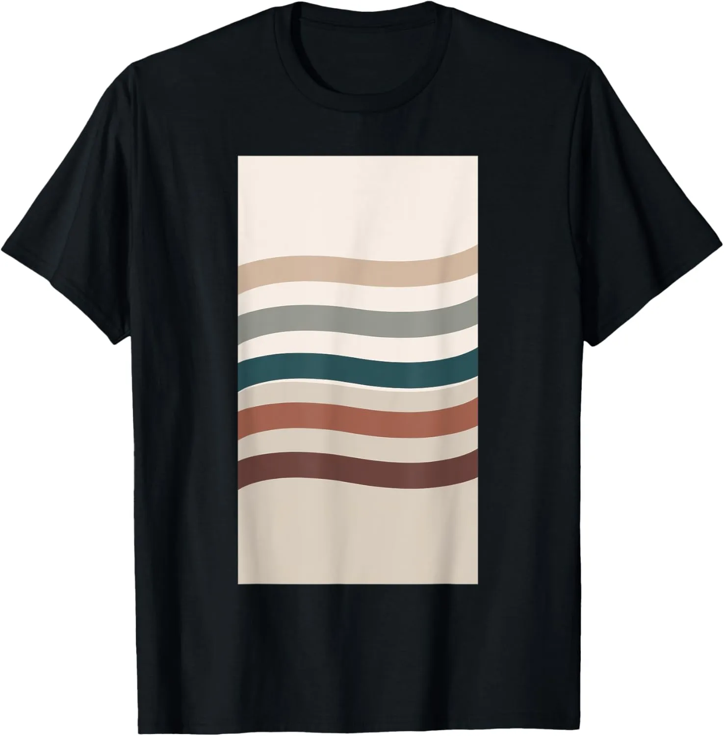 Neutral Wave Abstract Earthy Stripes Minimalist T-Shirt
