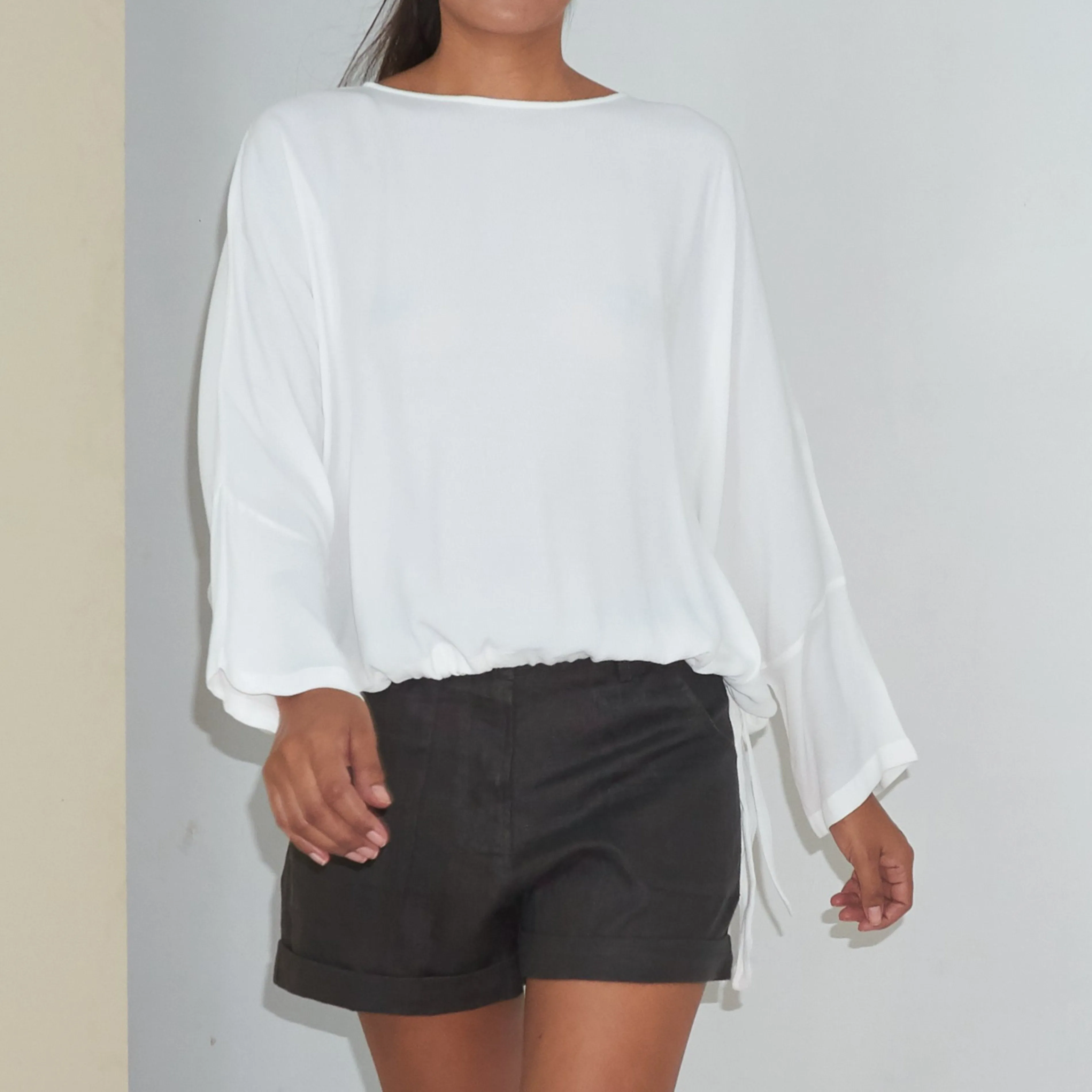 OBE TOP - Rayon Fujette Crepe | Off White