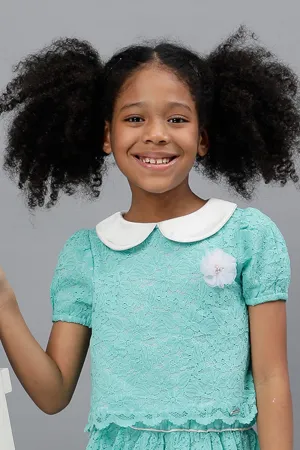 One Friday Girls Mint Lace Fabric Peter Pan Collar Top One Friday Girls Mint Lace Fabric Peter Pan Collar Top