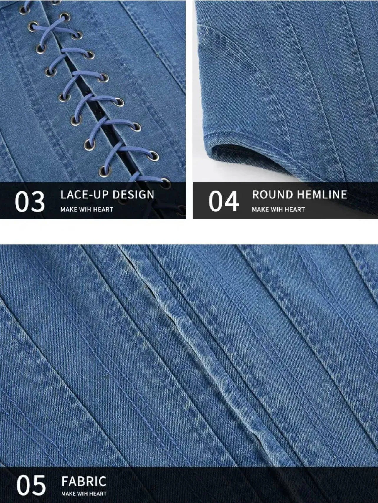Sandy lace up Denim corset top