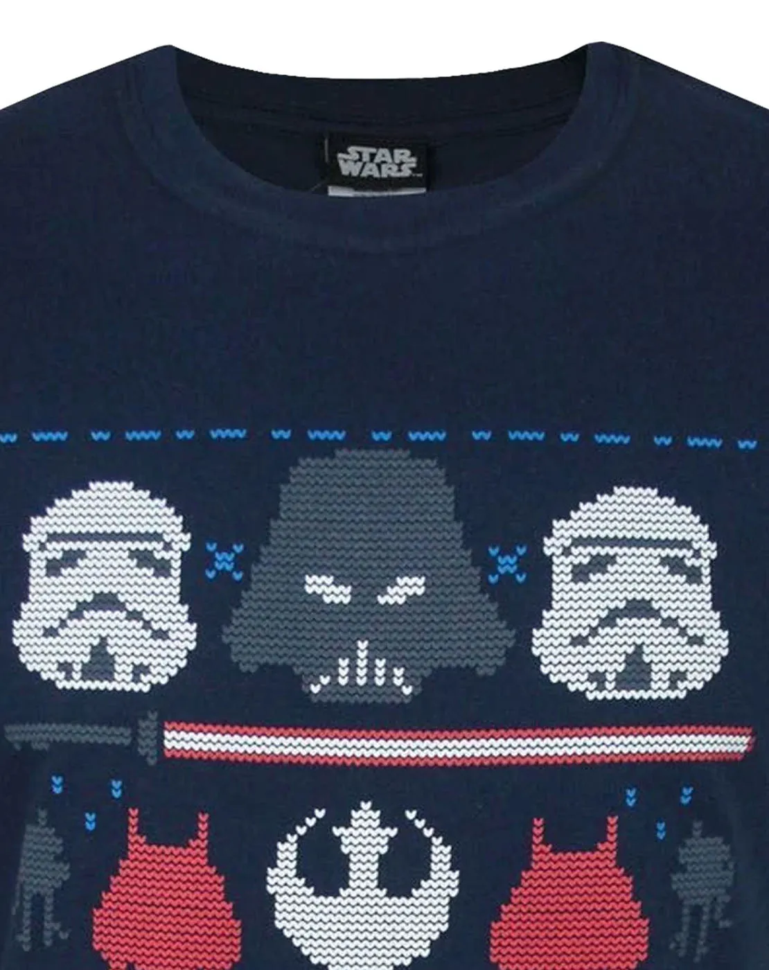 Star Wars Dark Side Fair Isle Men's Short Sleeve Navy Christmas T-Shirt