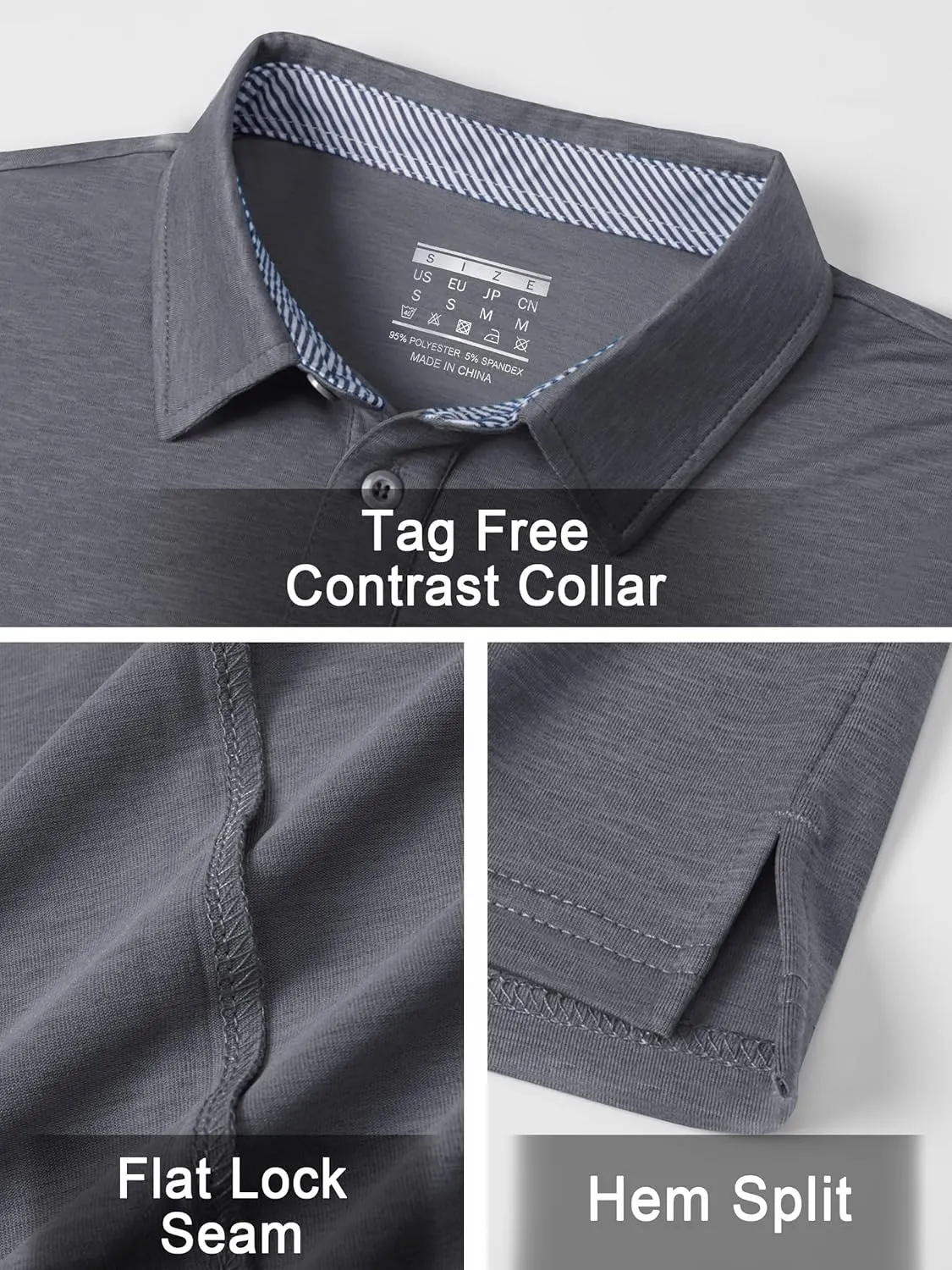 TACVASEN Men's Golf Shirts Short Sleeve Quick Dry Polo Shirts Moisture Wicking Casual Business Sports Breathable Polo