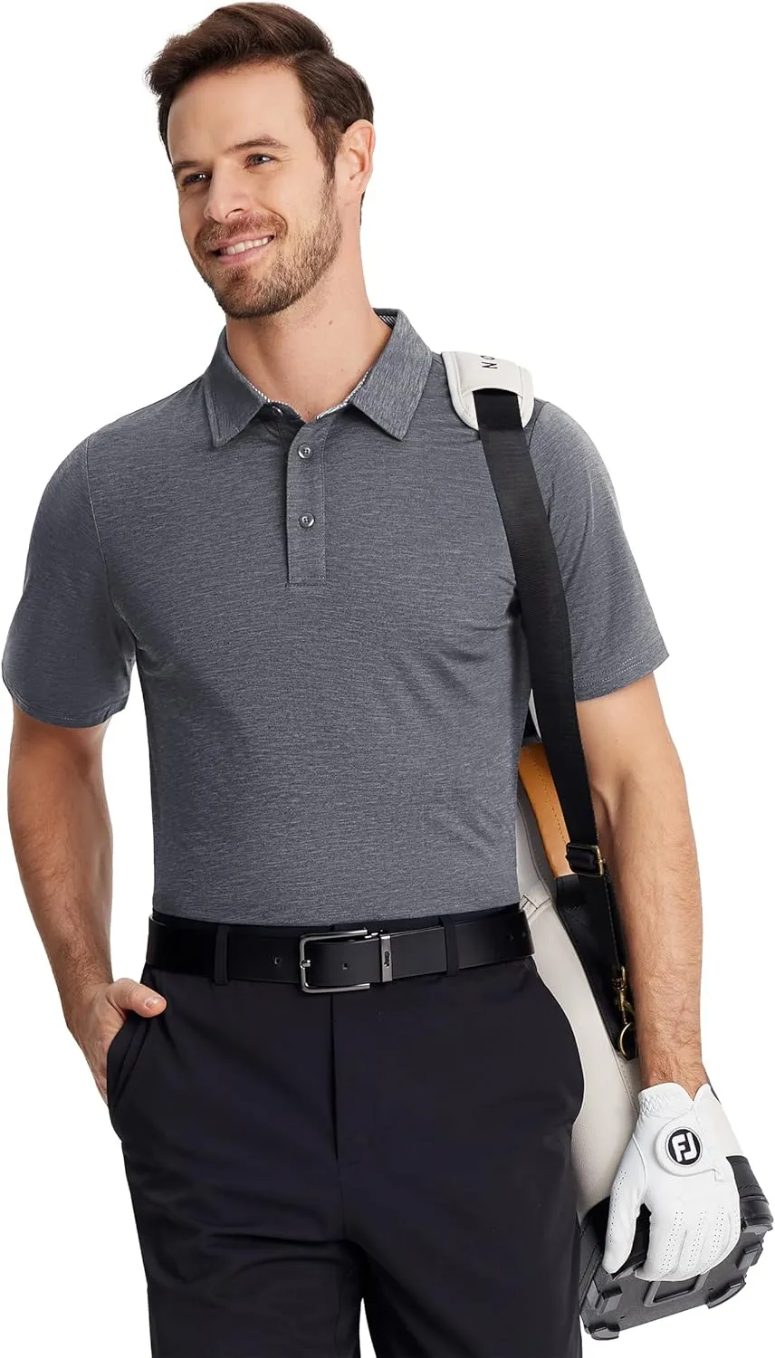 TACVASEN Men's Golf Shirts Short Sleeve Quick Dry Polo Shirts Moisture Wicking Casual Business Sports Breathable Polo