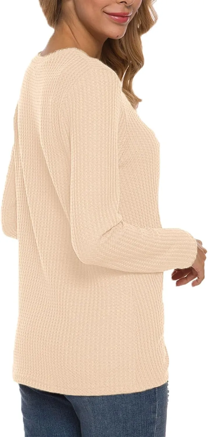 TODOLOR Women Long Sleeve T Shirts Casual Twist Knot Tops Loose Blouse Cute Tunic