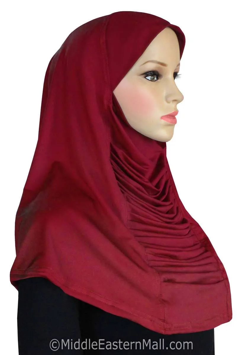 Wholesale Set of 6 Ruched Cascade Hijabs 1 piece Lycra Amira pull on Hijab