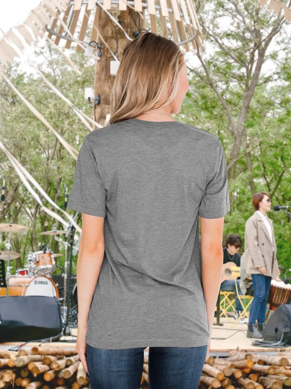 Women Summer Beach Tops Trees Print V Neck Short Sleeve Coconut Tree T Shirt Funny Graphic Tees