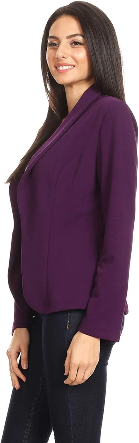 Women's Solid Casual Office Work Long Sleeve Open Front Blazer Jacket
