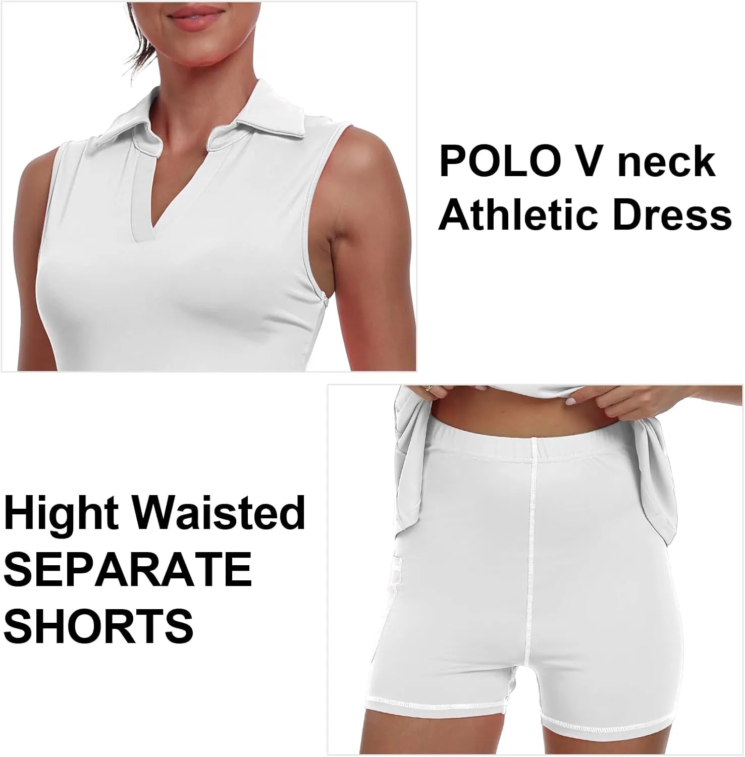 Womens Two Piece Tennis Golf Dress UPF 50  Active Athletic Exercise Sports Wear Dresses for Women with Pocket Separate Shorts