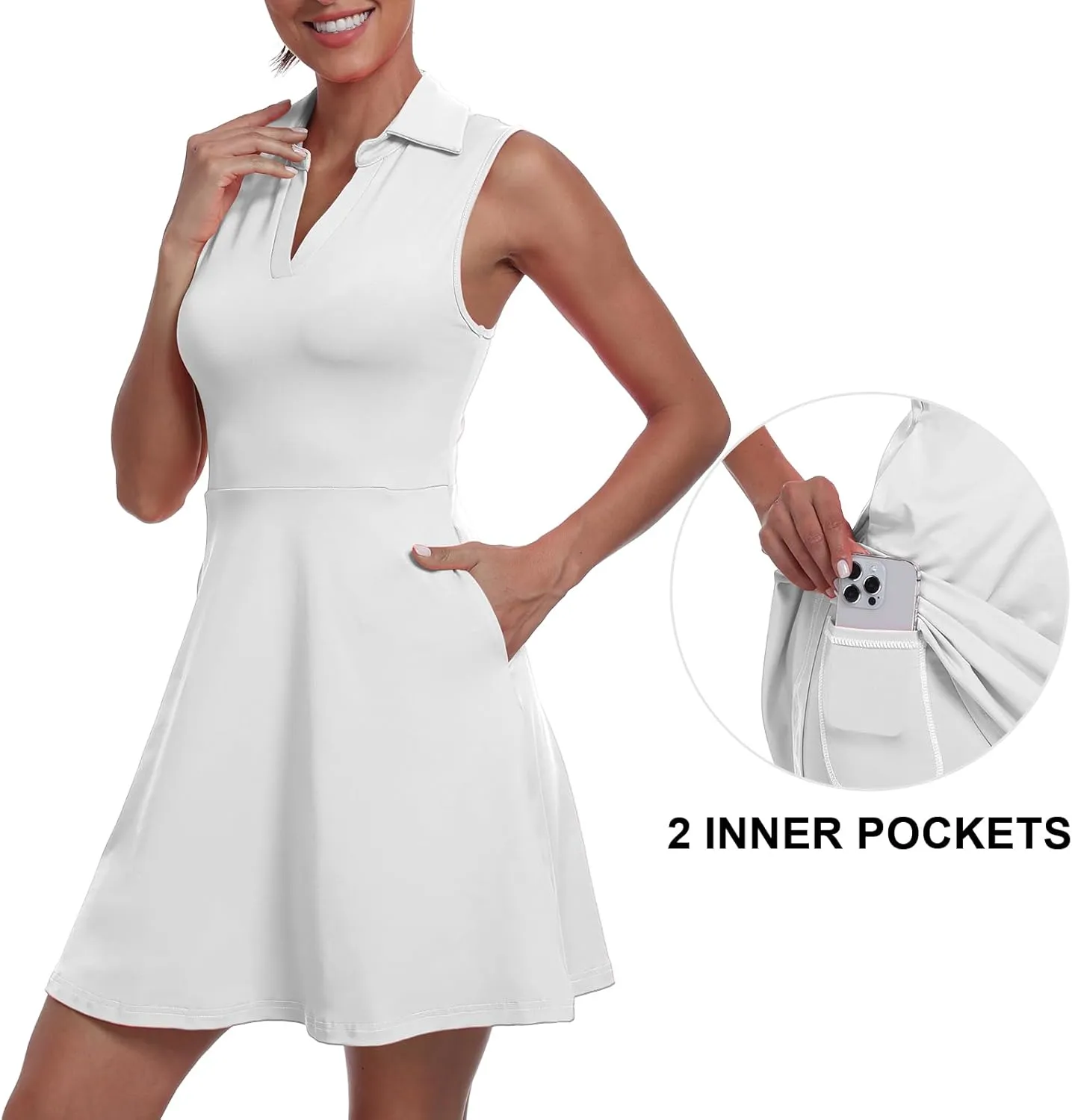 Womens Two Piece Tennis Golf Dress UPF 50  Active Athletic Exercise Sports Wear Dresses for Women with Pocket Separate Shorts